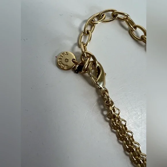 TALBOTS NECKLACE, GOLD TONE WITH PEARL LIKE INSET - Picture 3 of 4